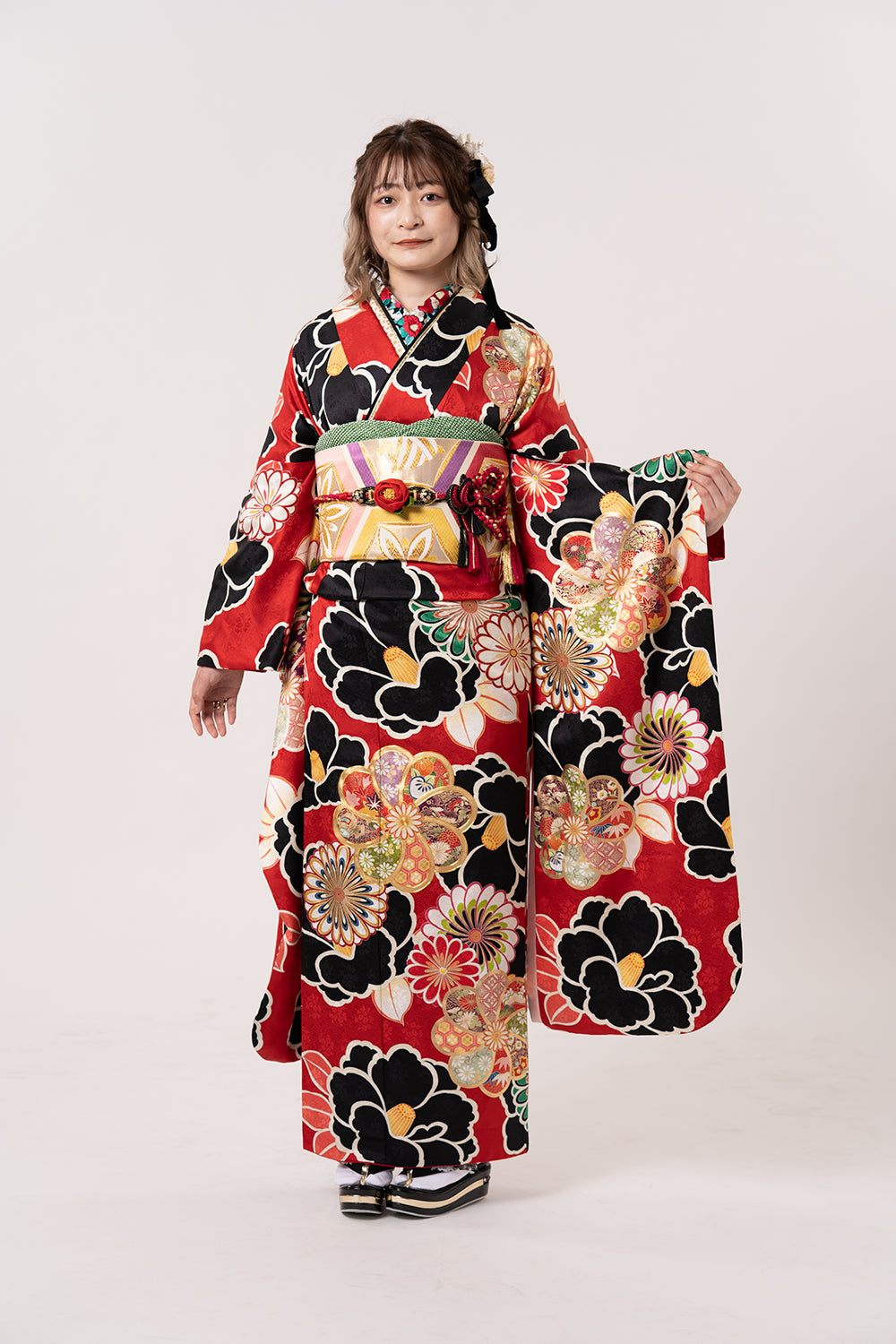 紅型振袖鬼シボ浜縮緬燕 紅型振袖鬼シボ浜縮緬燕