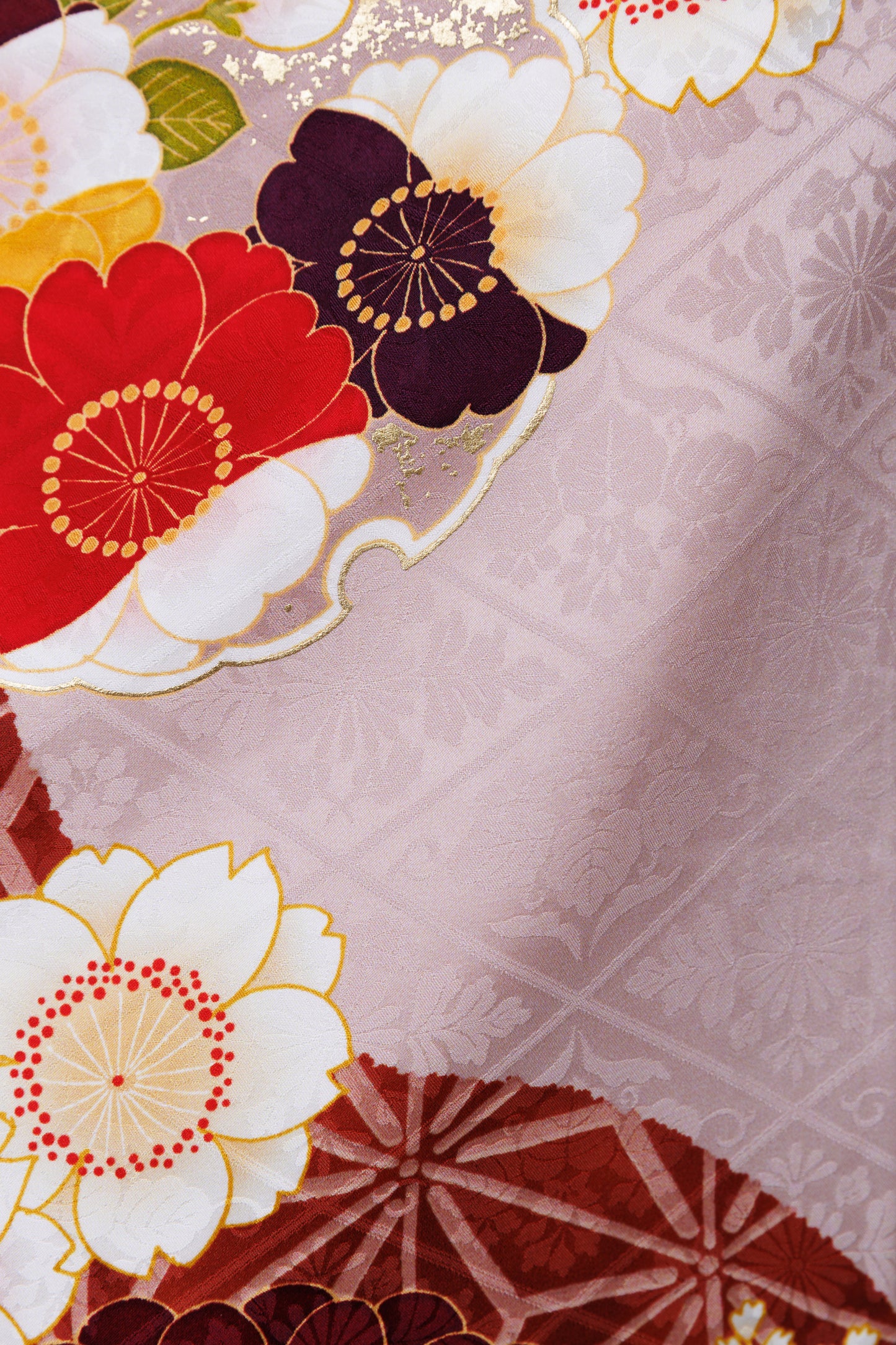 くすみピンク 丸菊 古典 正絹振袖【840】