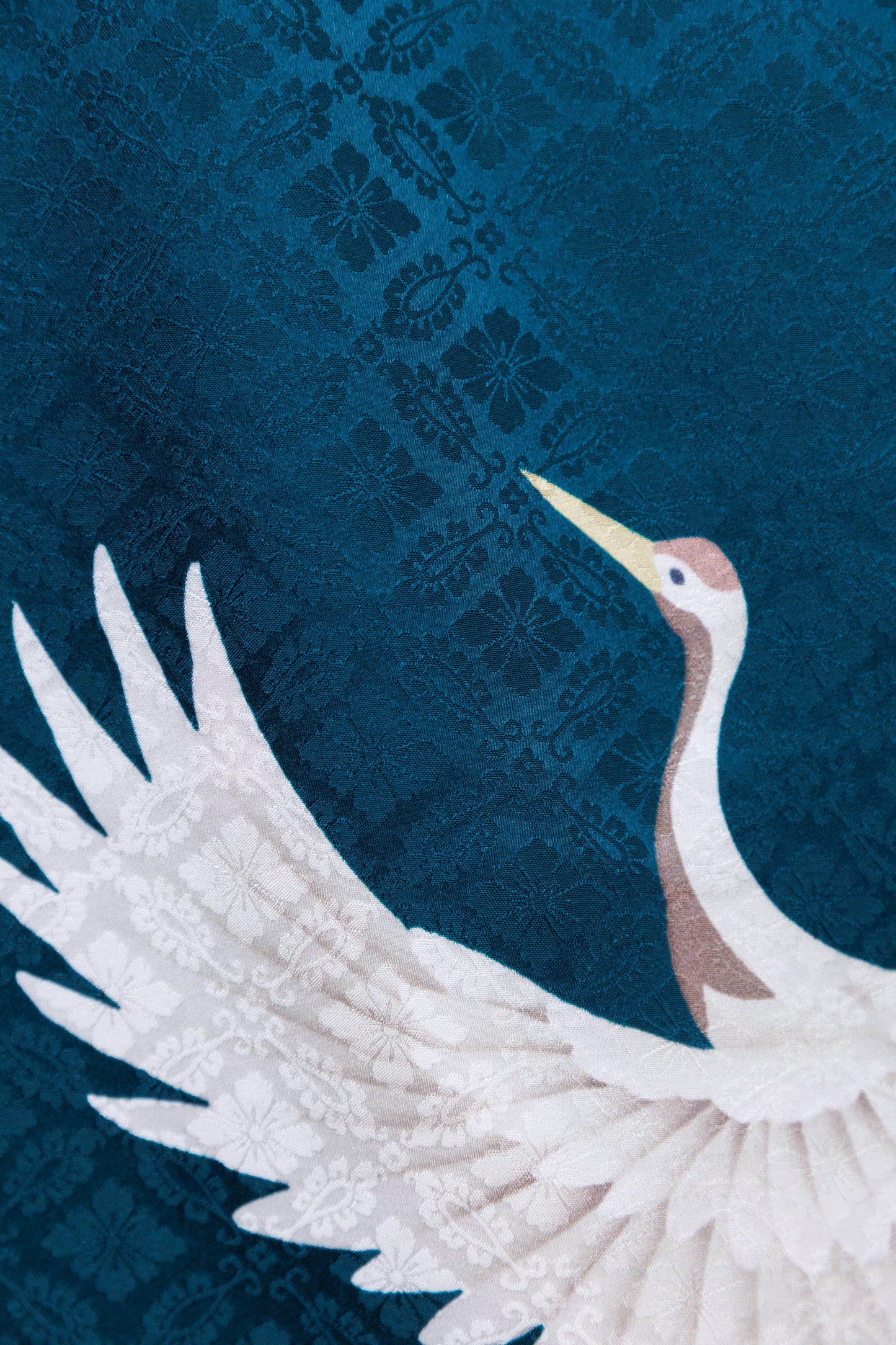 青緑地 鶴 正絹振袖【807】BB