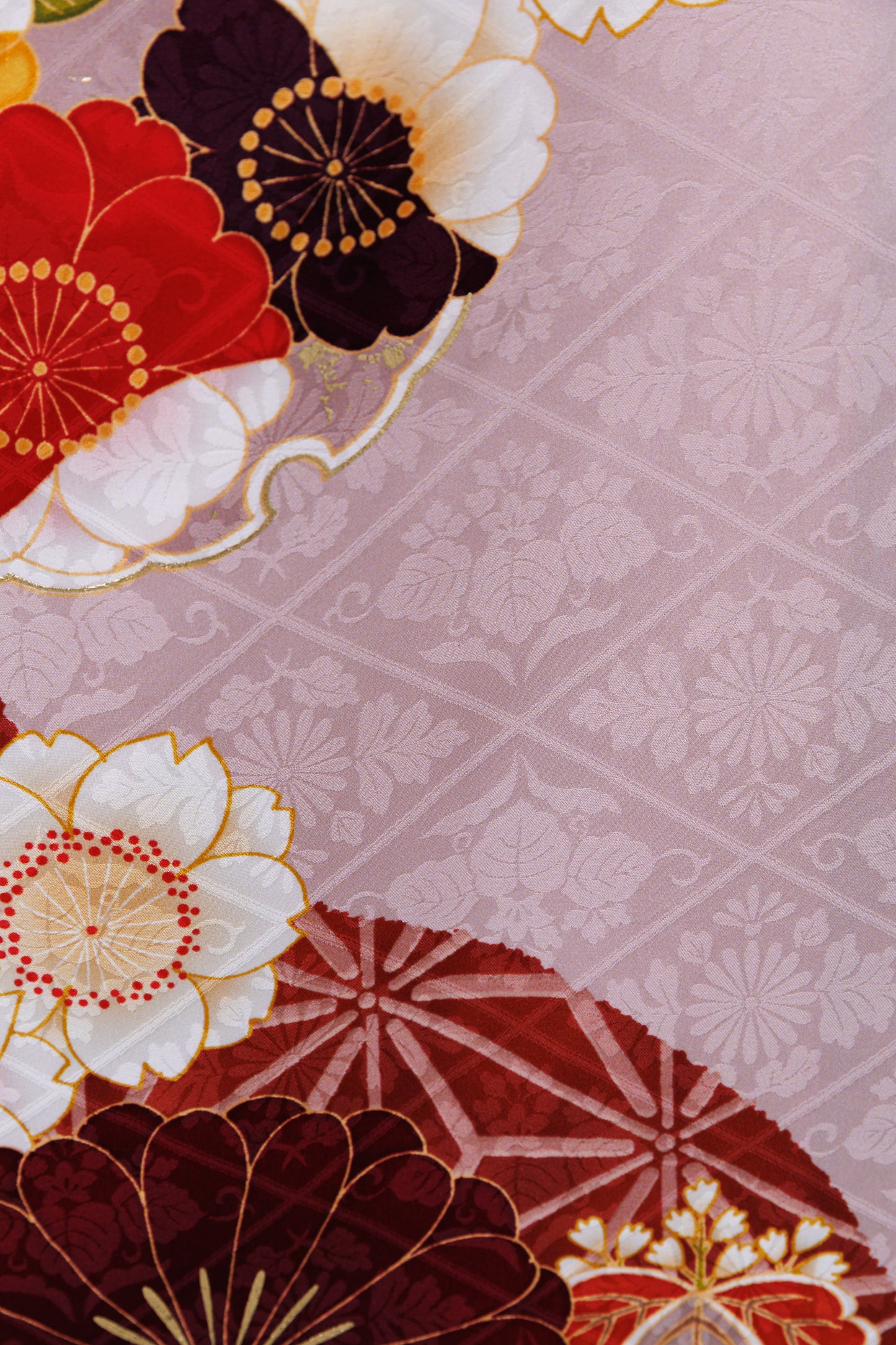 くすみピンク 丸菊 古典 正絹振袖【845】