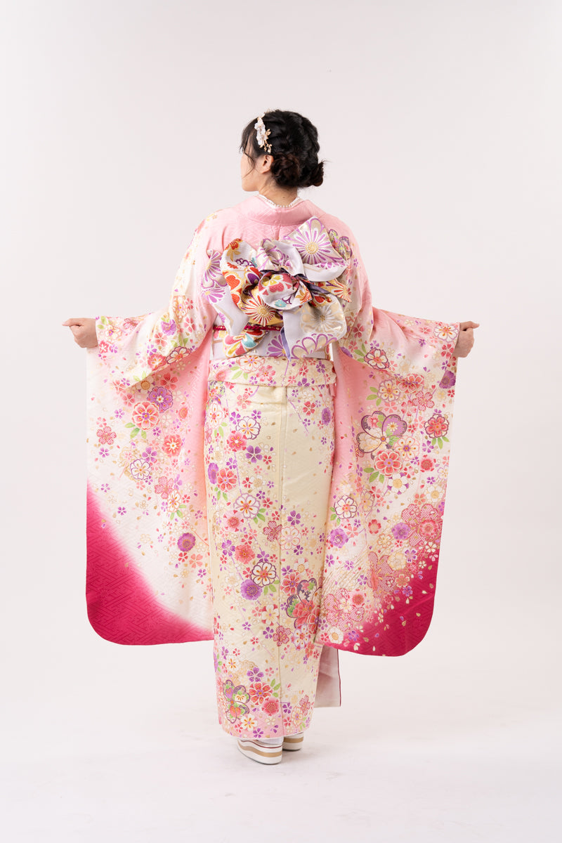 ピンク地裾黄色 桜柄 正絹振袖【115】 – SAKURA TOKYO