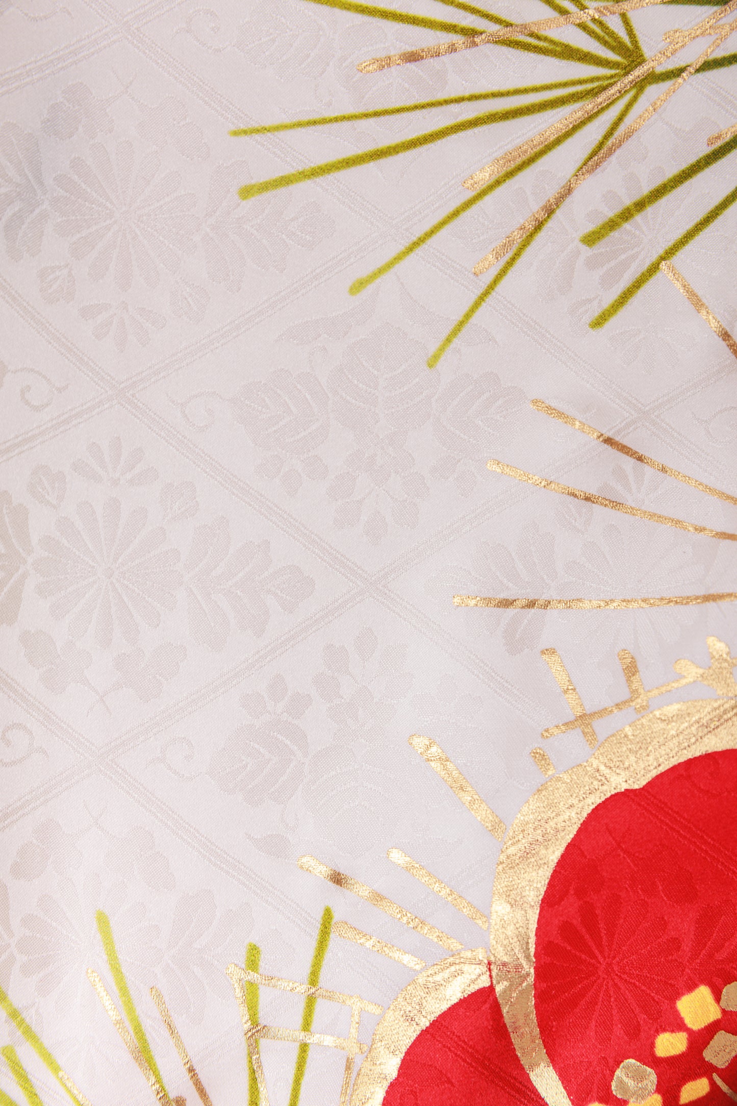 白地　赤白梅　正絹振袖【859】