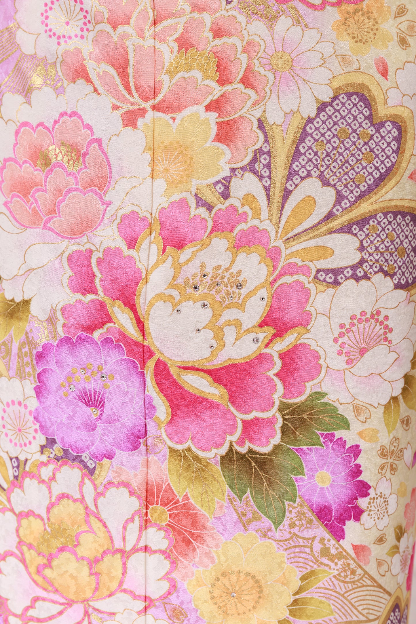 紫地　牡丹　正絹振袖【869】