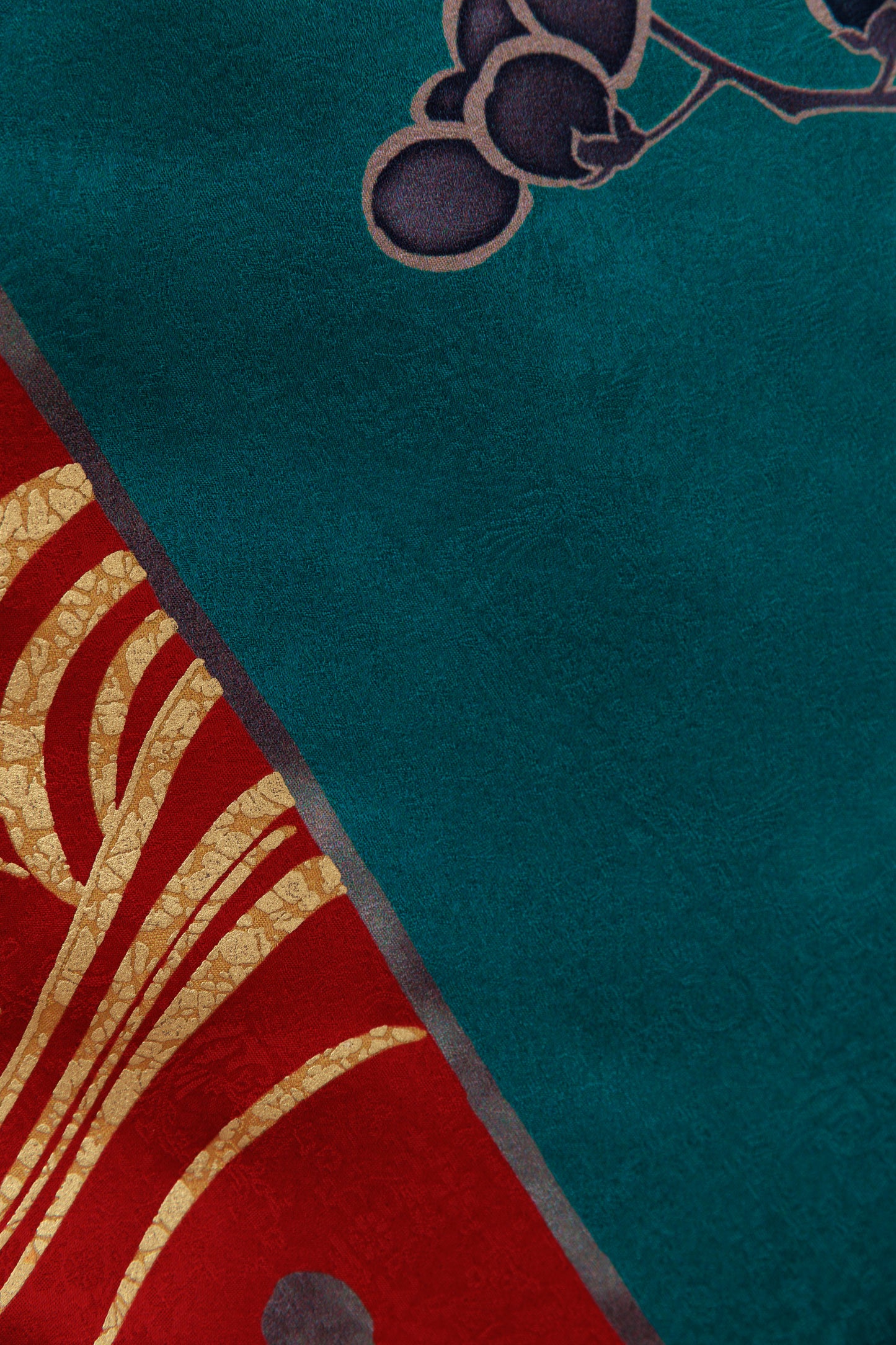 青緑　黒白牡丹　正絹振袖【888】