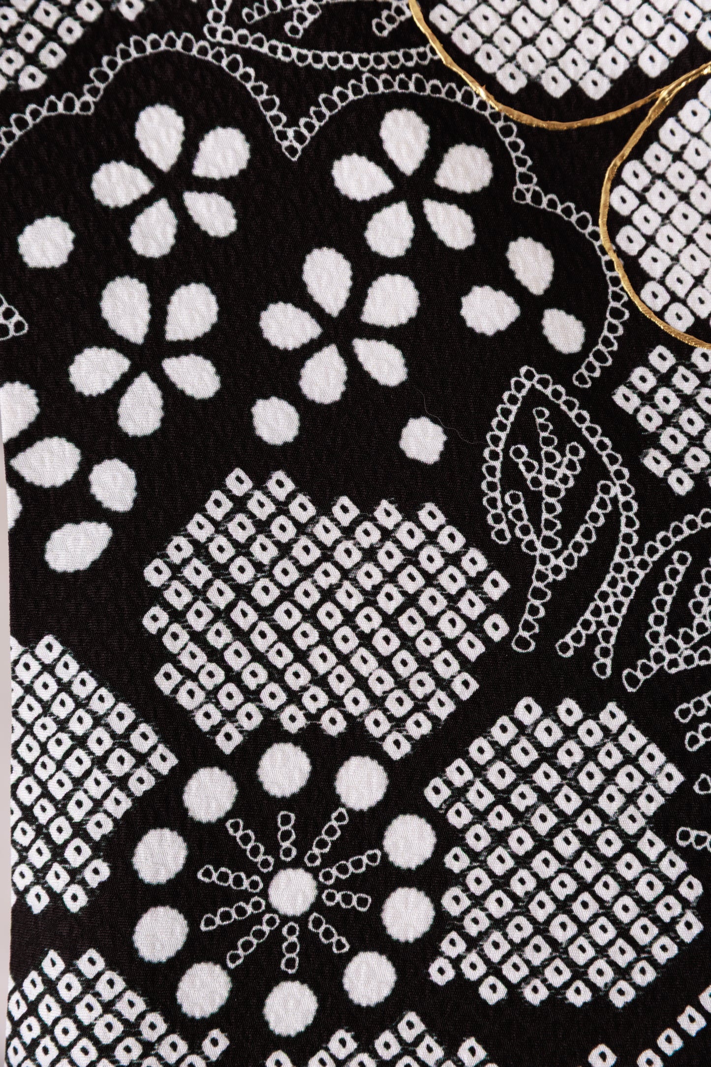 黒地　総鹿の子柄　桜　正絹振袖【885】