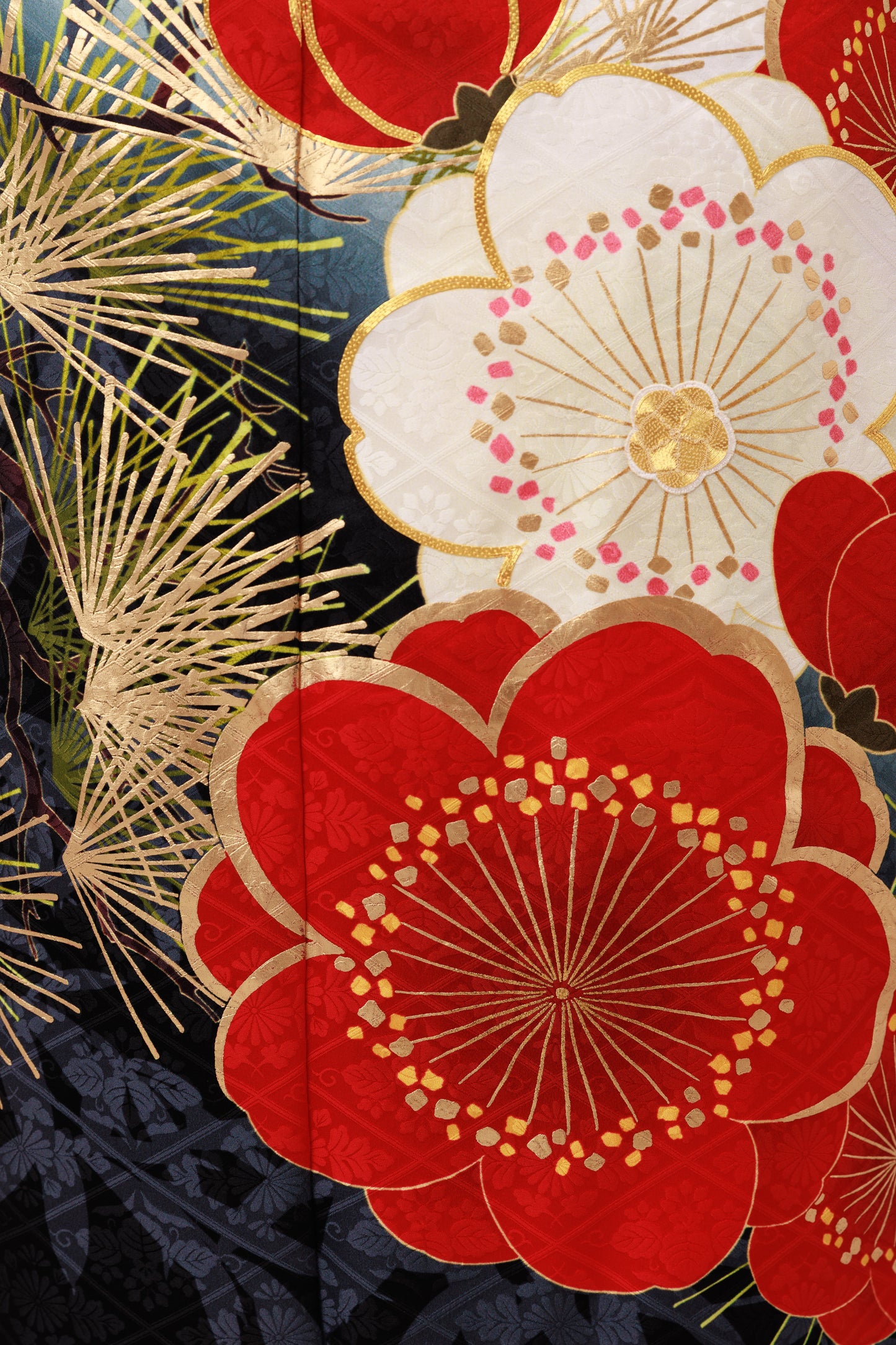 白地　赤白梅　正絹振袖【863】