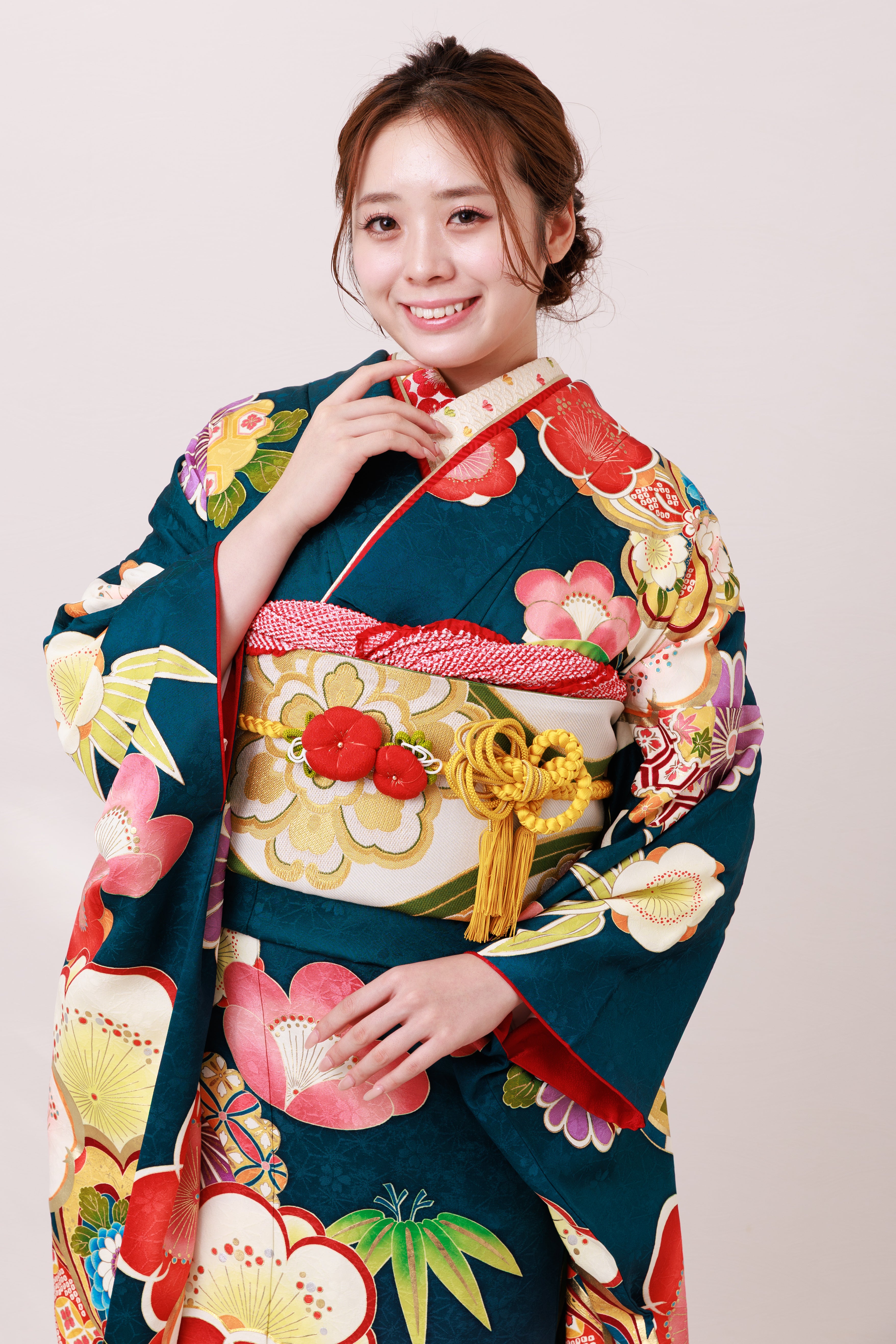 青緑 梅 レトロポップ 正絹振袖【865】 – SAKURA TOKYO