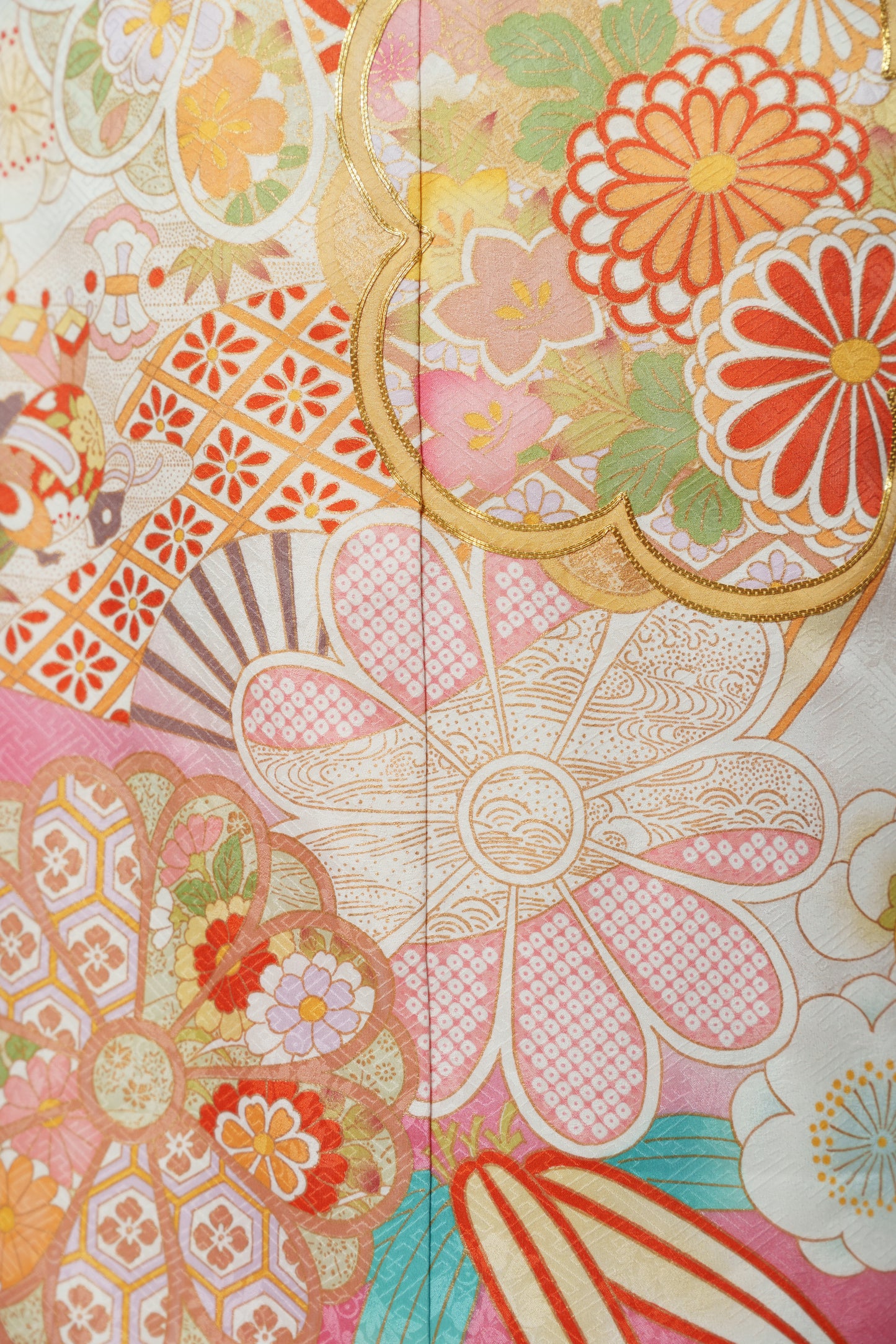 白地　梅　正絹振袖【909】