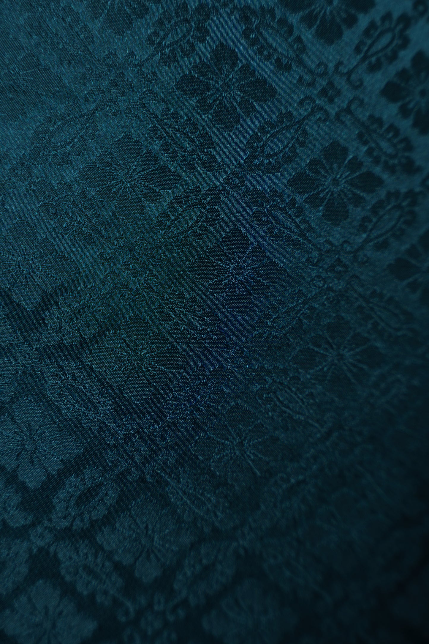 緑地　亀甲鶴　正絹振袖【891】