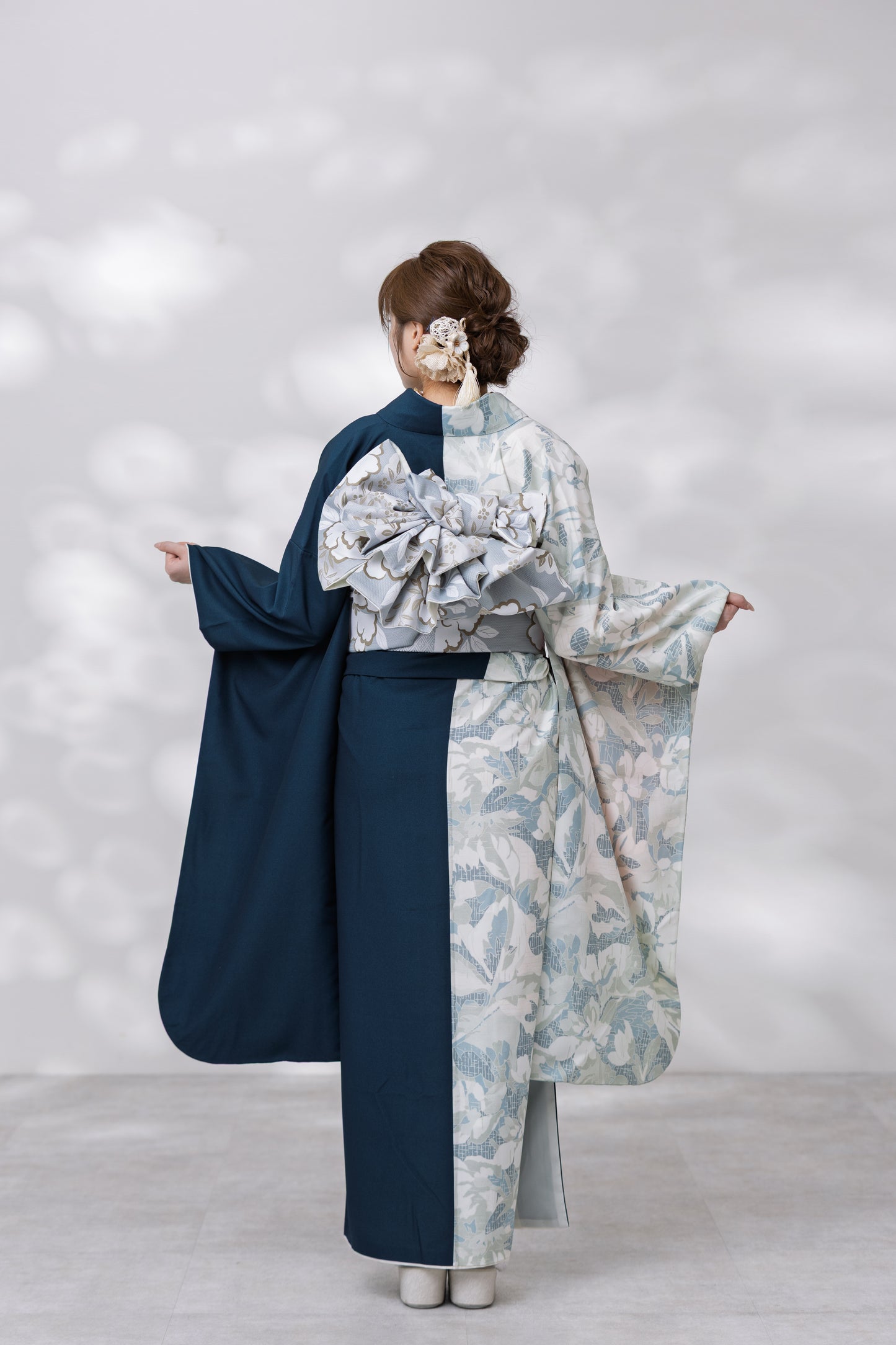 青緑地　白×ブラウン牡丹　方身代わり　【947】