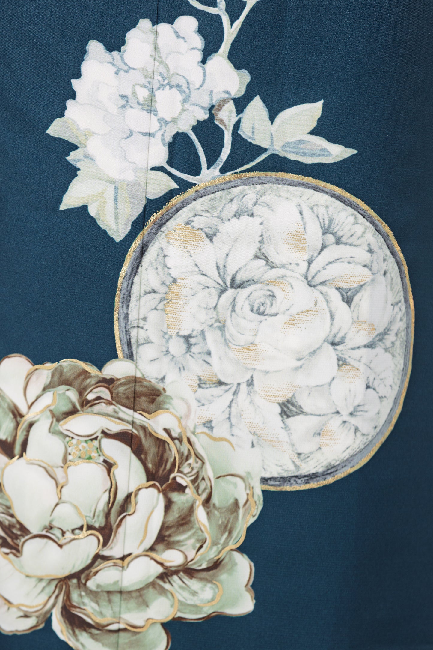 青緑地　白×ブラウン牡丹　方身代わり　【947】