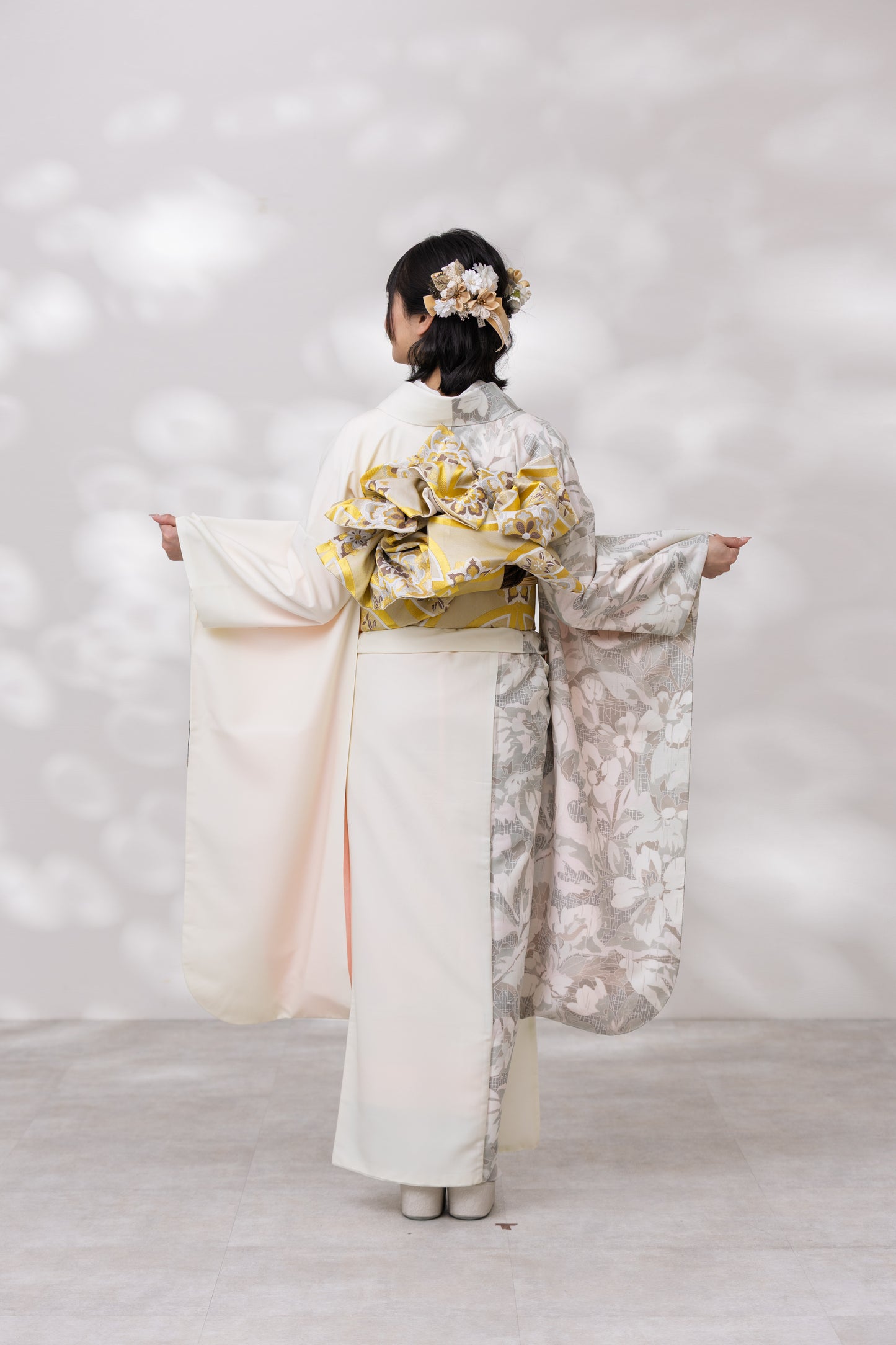 白地　白茶色牡丹　方身代わり【924】