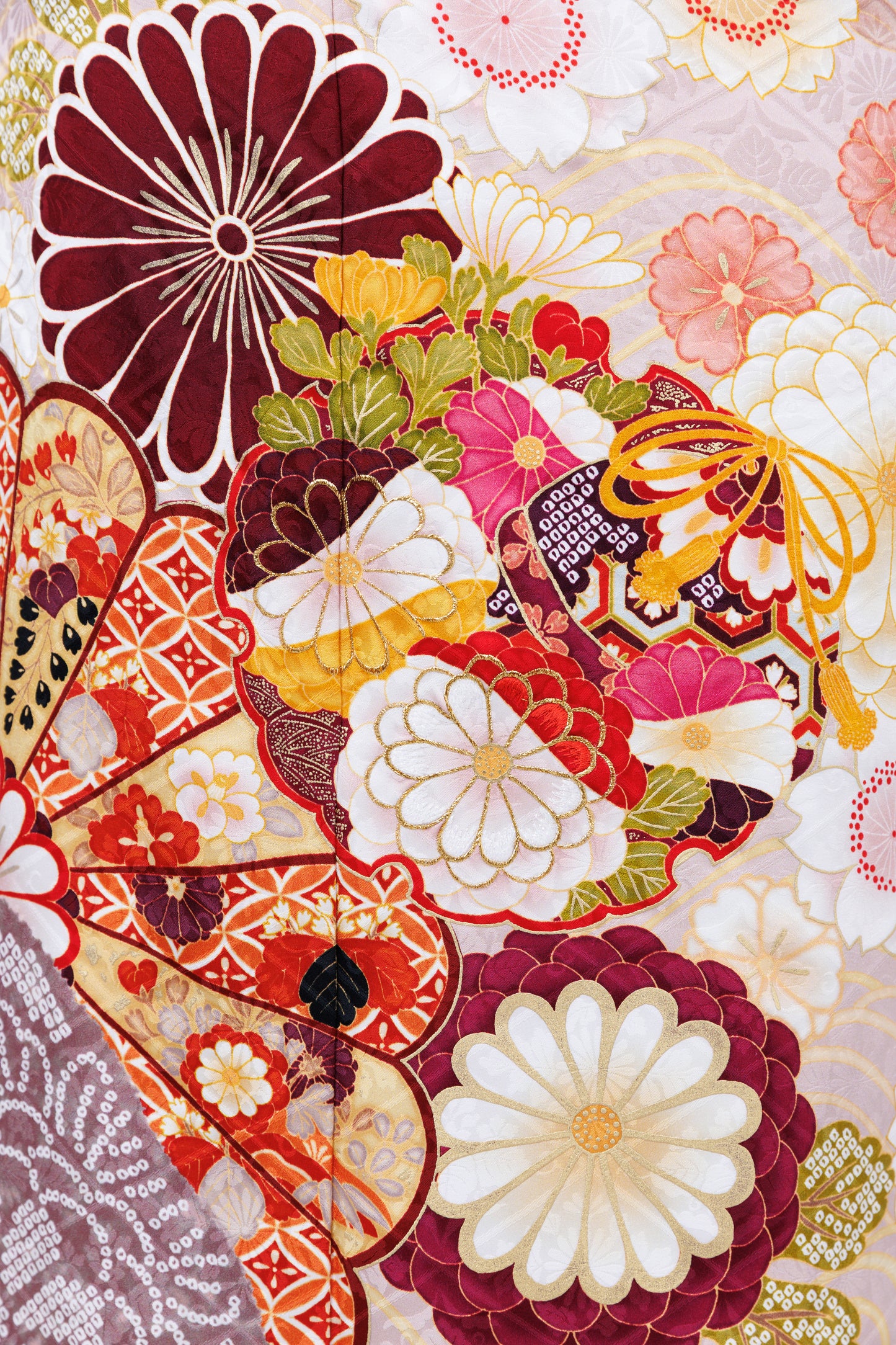 くすみピンク　丸菊　古典　正絹振袖【814】