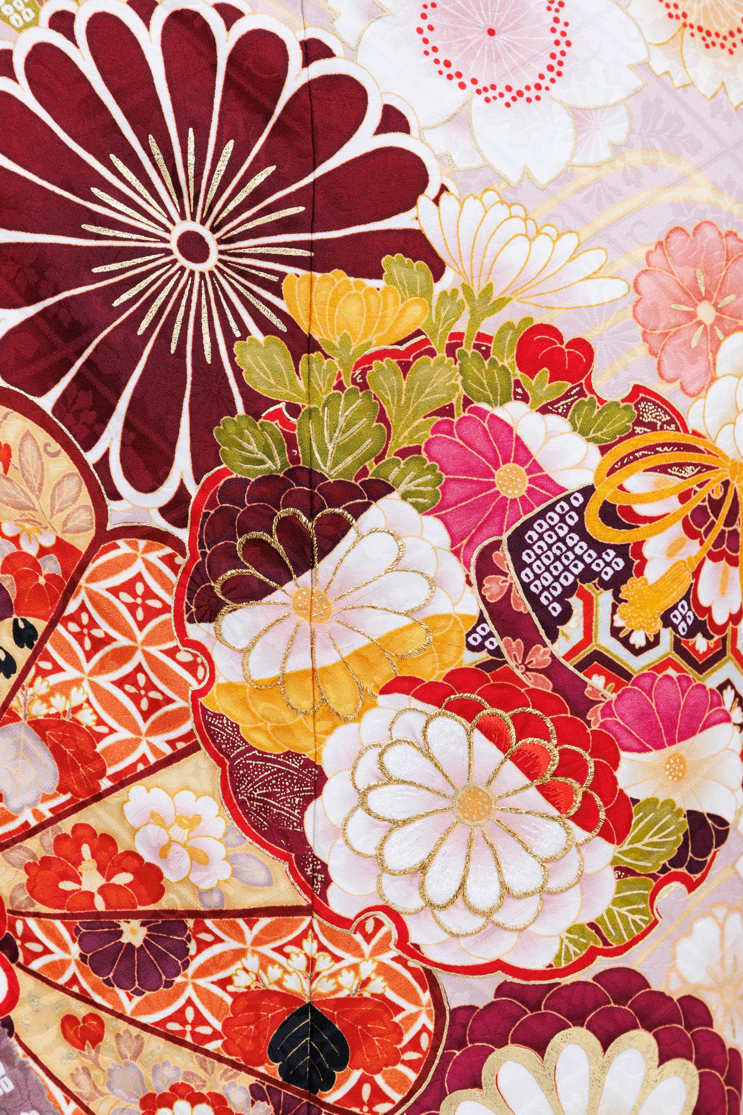 くすみピンク　丸菊　古典　正絹振袖【830】