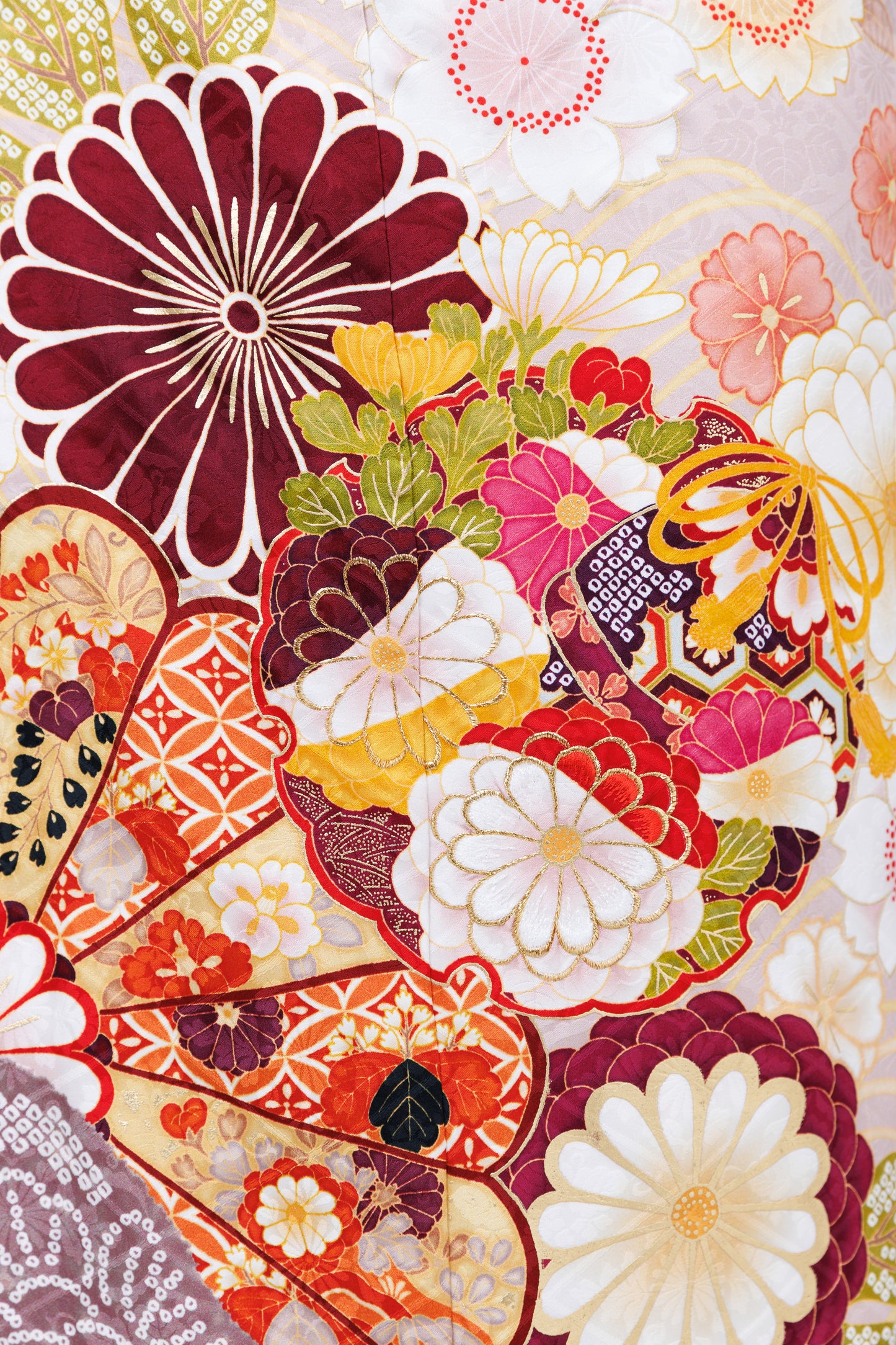 くすみピンク　丸菊　古典　正絹振袖【840】