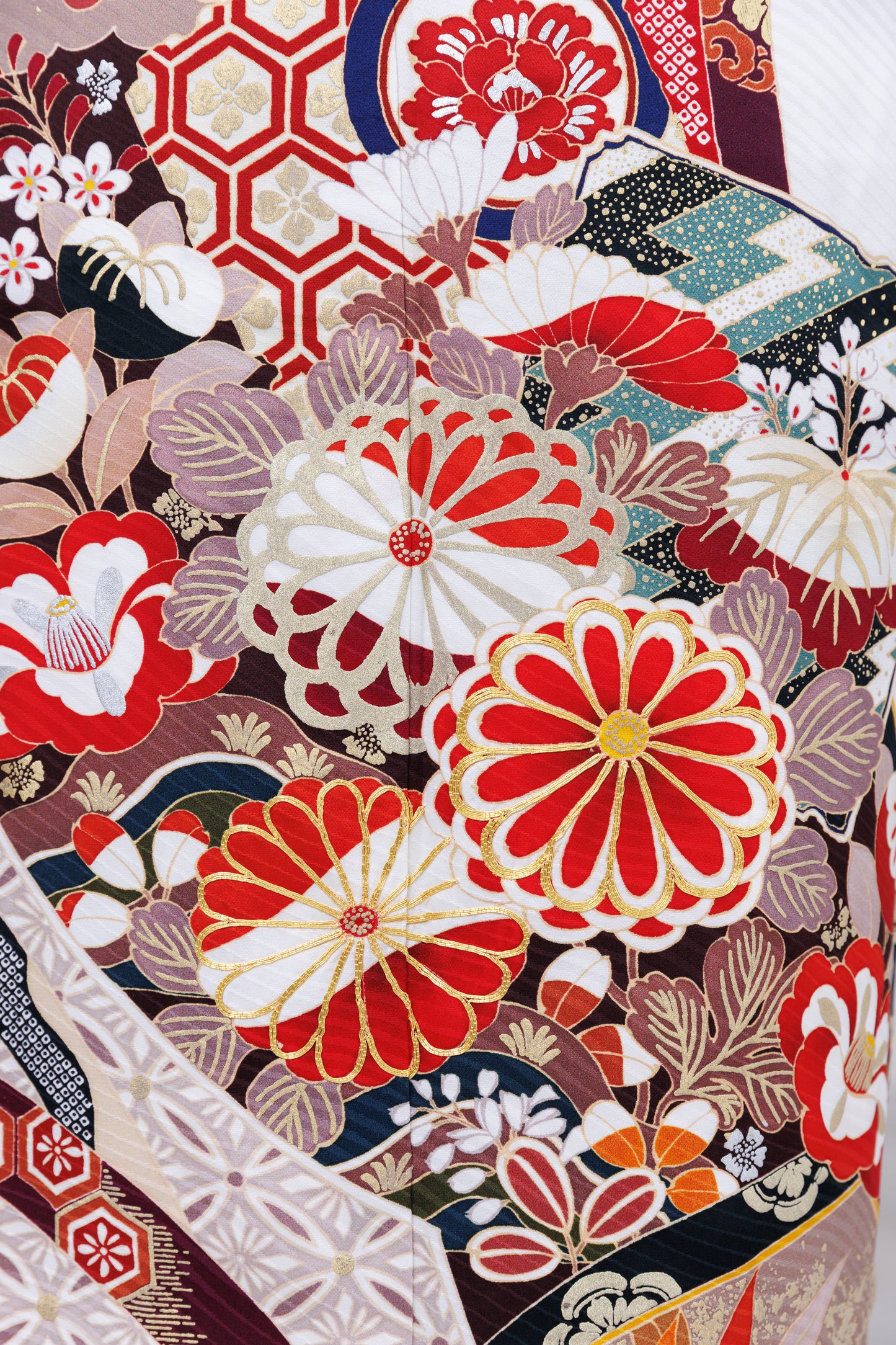 白地　鴛鴦　古典柄　正絹振袖【846】