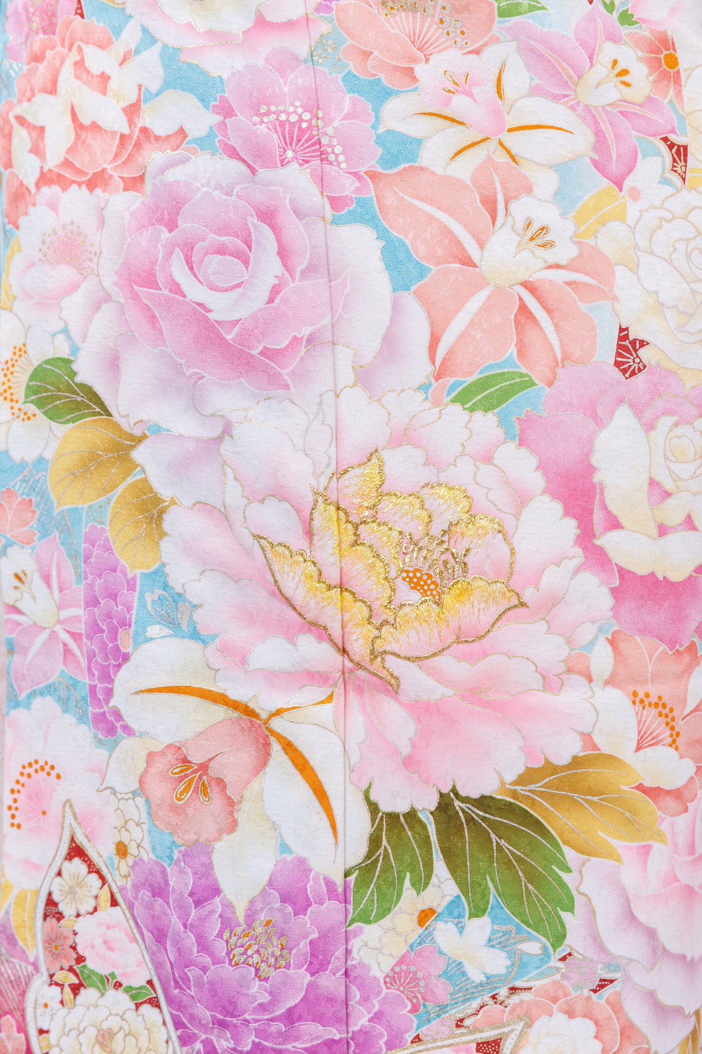 白地　薔薇・桜　正絹振袖【839】